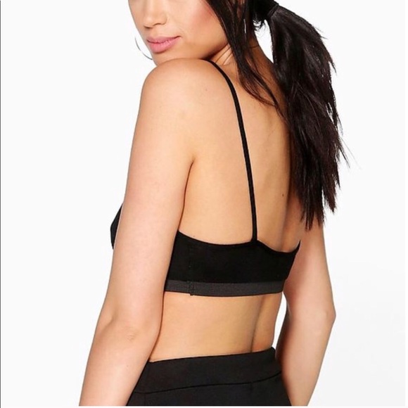 NWT BOOHOO Black Cage Harness Bra Bralette XXS 32A - Picture 2 of 4